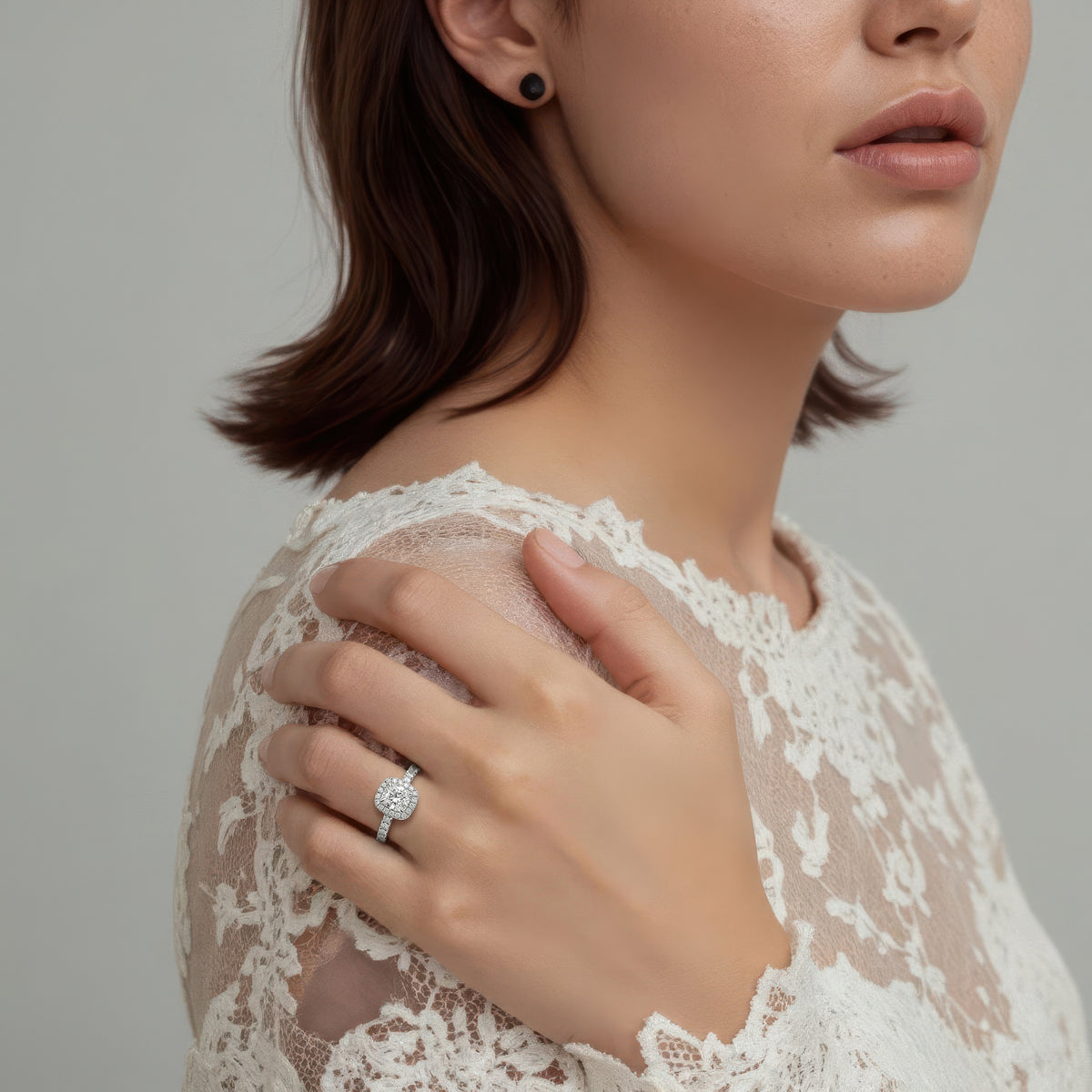 1.54ct Cushion Halo Diamond Engagement Ring — photo 2 of 3
