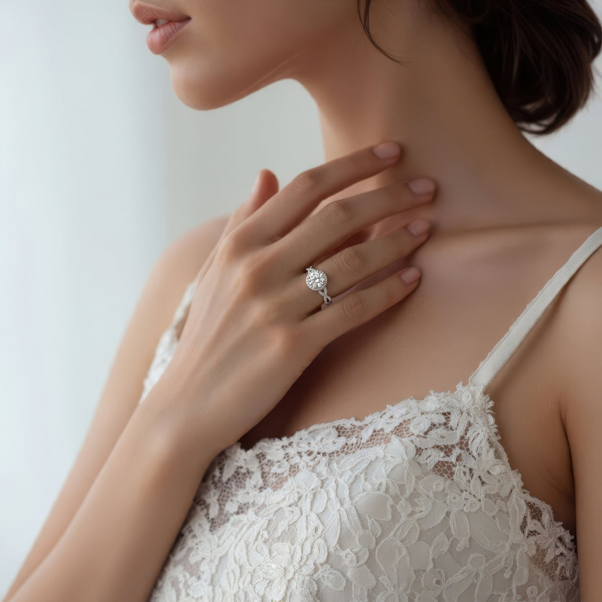 1.56ct Round Halo Diamond Twisted Shank Engagement Ring — photo 2 of 3