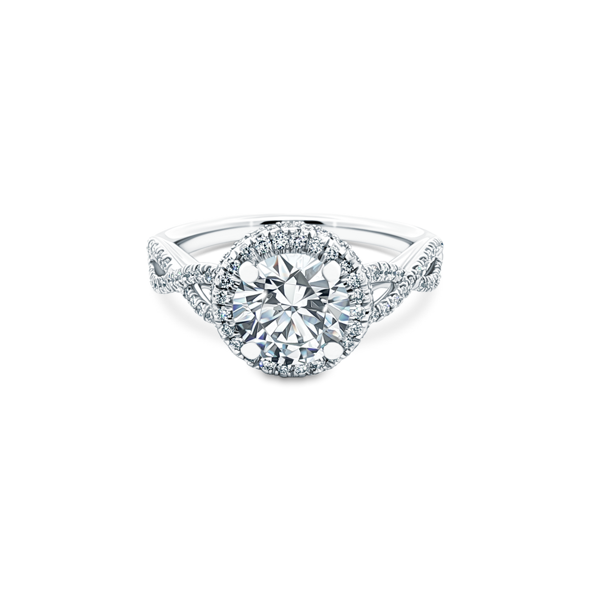 1.56ct Round Halo Diamond Twisted Shank Engagement Ring — photo 1 of 3