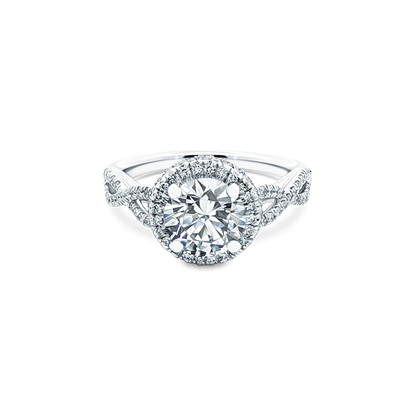 1.56ct Round Halo Diamond Twisted Shank Engagement Ring — photo 1 of 3
