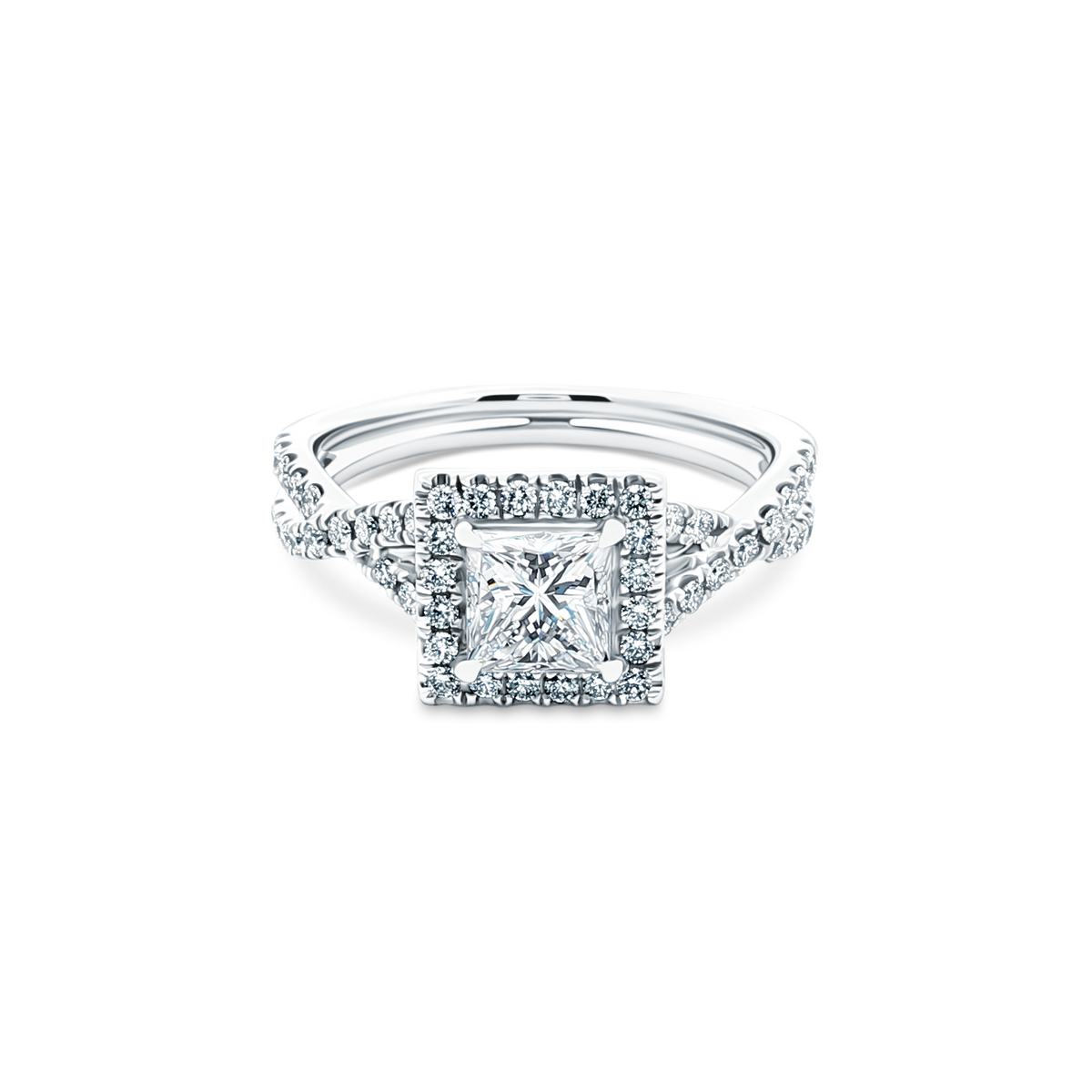 1.08ct Princess Halo Diamond Twisted Shank Engagement Ring — photo 1 of 3