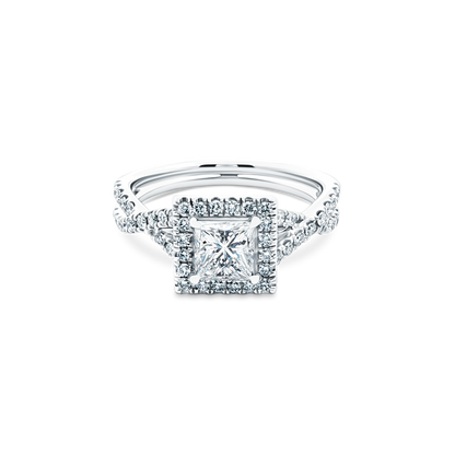 1.08ct Princess Halo Diamond Twisted Shank Engagement Ring — photo 1 of 3
