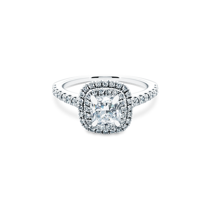 1.12ct Cushion Double Halo Diamond Engagement Ring — photo 1 of 3