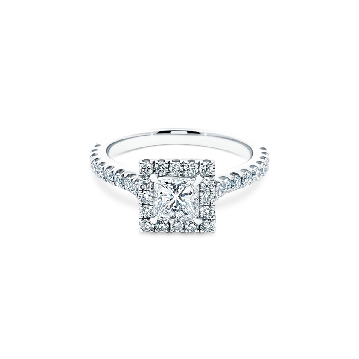 1.24ct Princess Halo Diamond Engagement Ring — photo 1 of 3