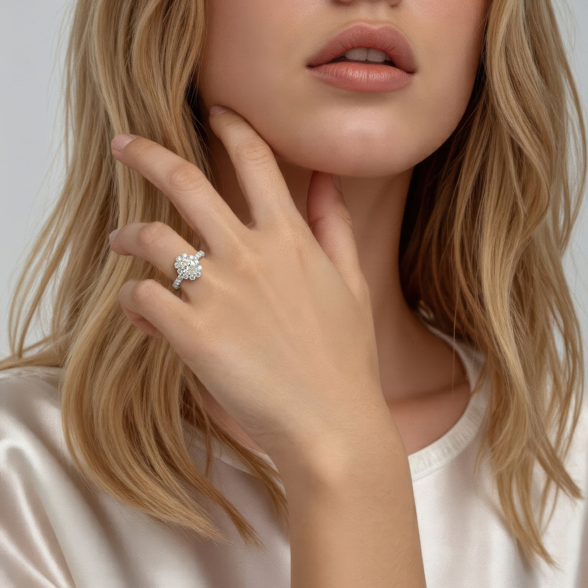 1.65ct Oval Halo Diamond Engagement Ring — photo 2 of 3