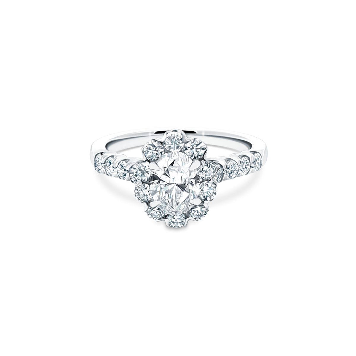 1.65ct Oval Halo Diamond Engagement Ring — photo 1 of 3
