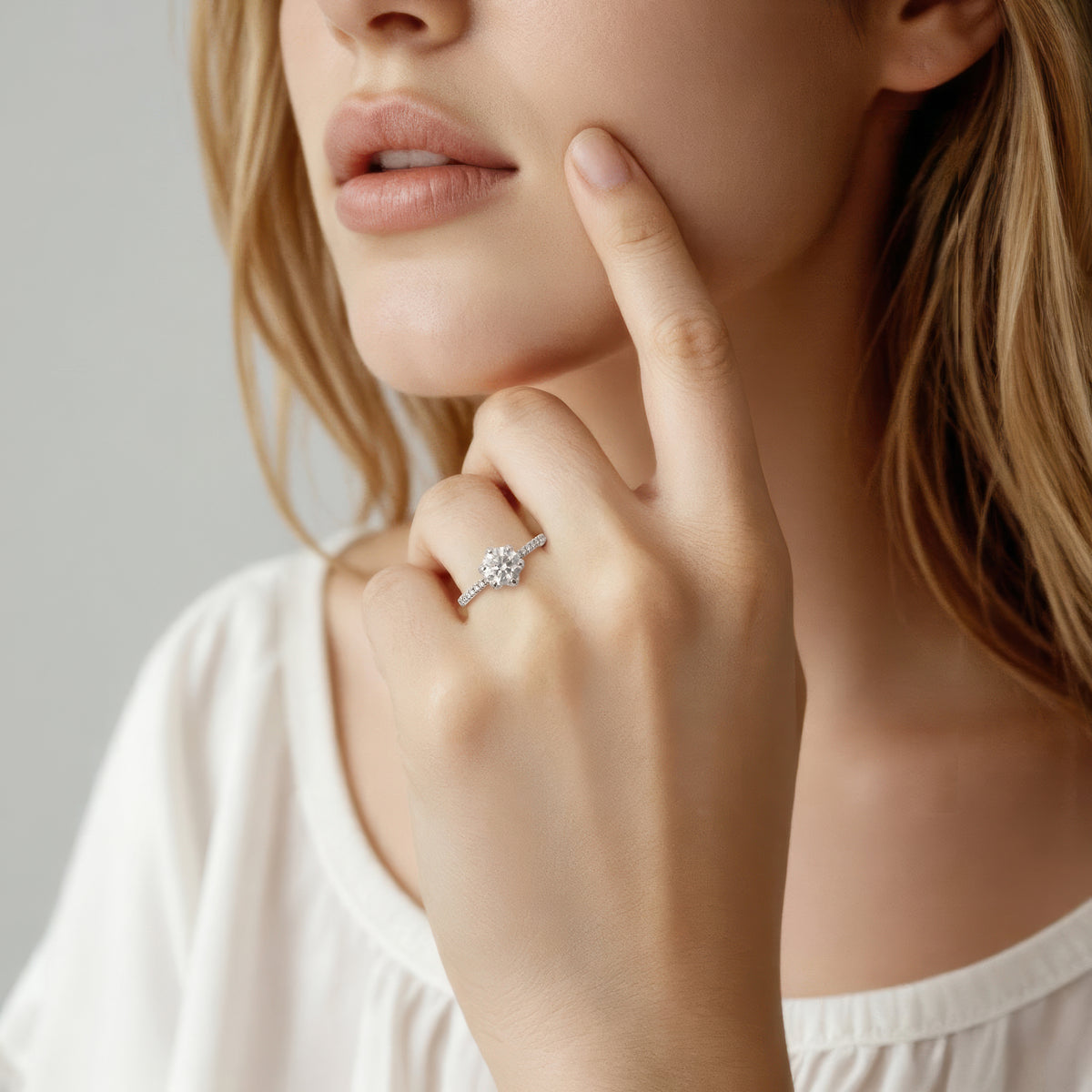 1.72ct Round Cut Diamond Pave Engagement Ring — photo 2 of 3