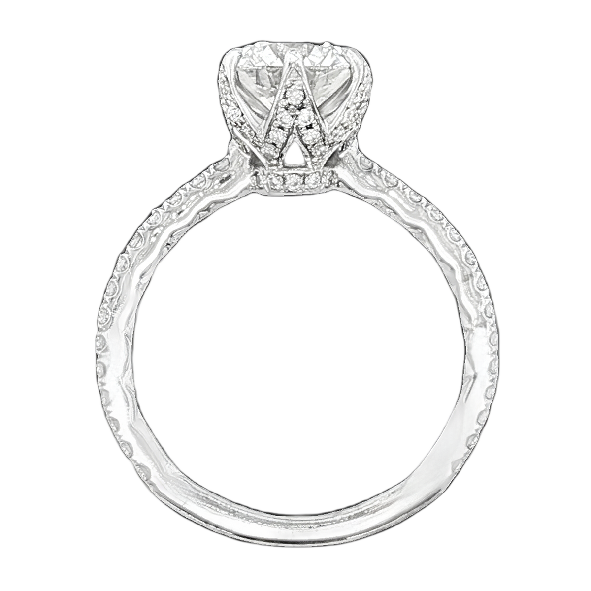 1.72ct Round Cut Diamond Pave Engagement Ring — photo 3 of 3