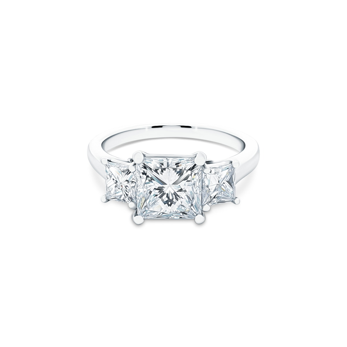 3.21ct Three Stone Princess Cut Diamond Engagement Ring — photo 1 of 3
