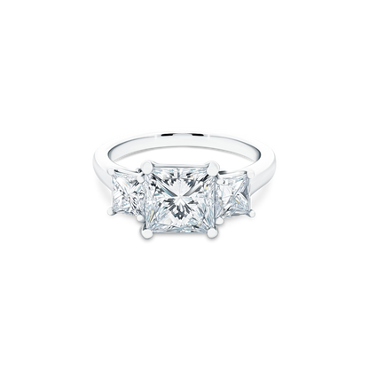 3.21ct Three Stone Princess Cut Diamond Engagement Ring — photo 1 of 3