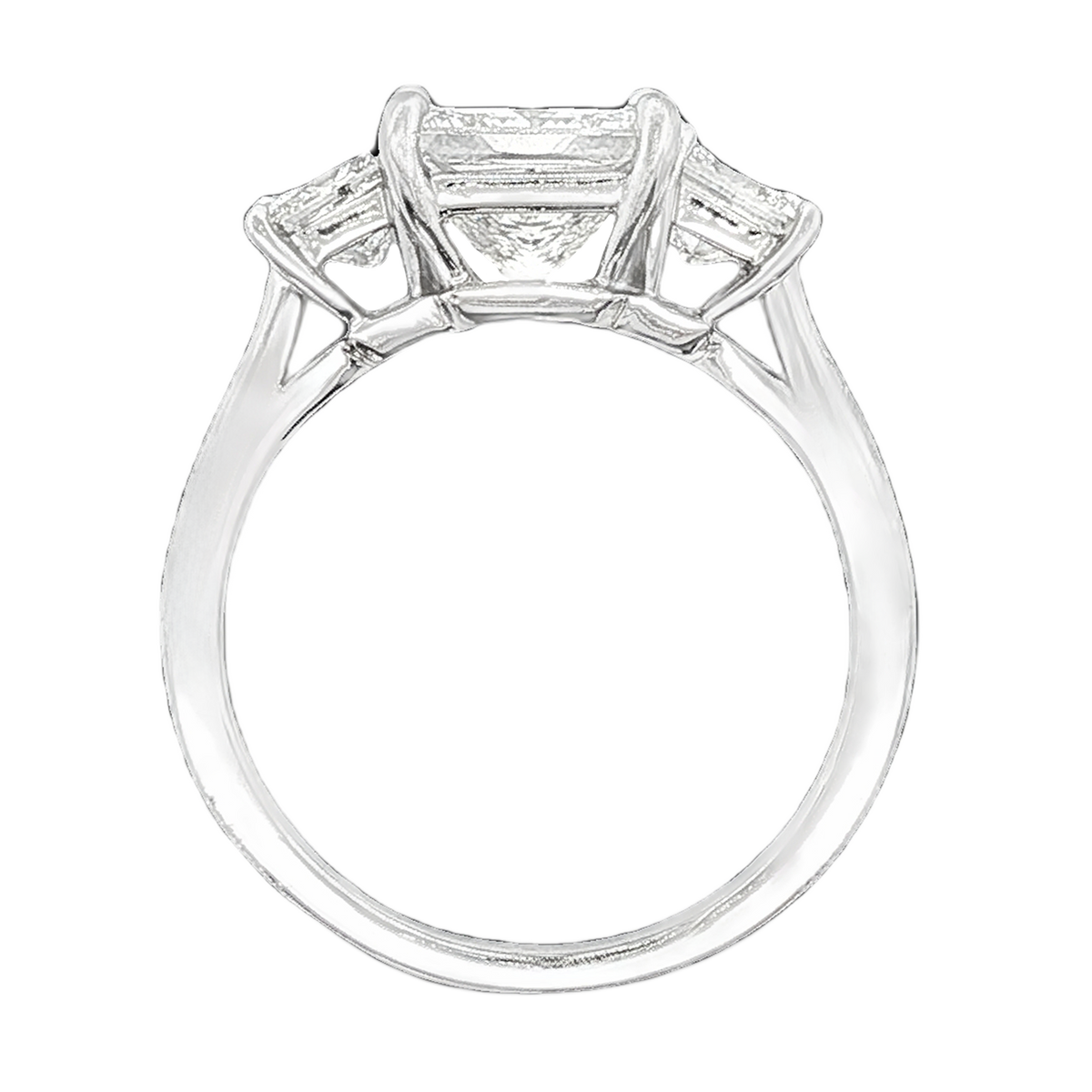 3.21ct Three Stone Princess Cut Diamond Engagement Ring — photo 2 of 3