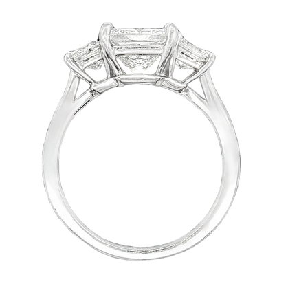3.21ct Three Stone Princess Cut Diamond Engagement Ring — photo 2 of 3