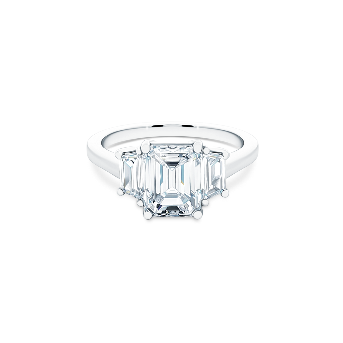 2.60ct Three Stone Emerald Cut Diamond Engagement Ring — photo 1 of 3