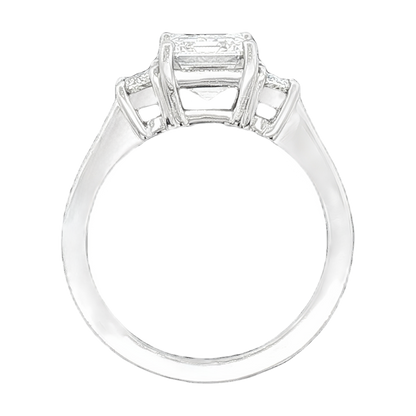2.60ct Three Stone Emerald Cut Diamond Engagement Ring — photo 2 of 3