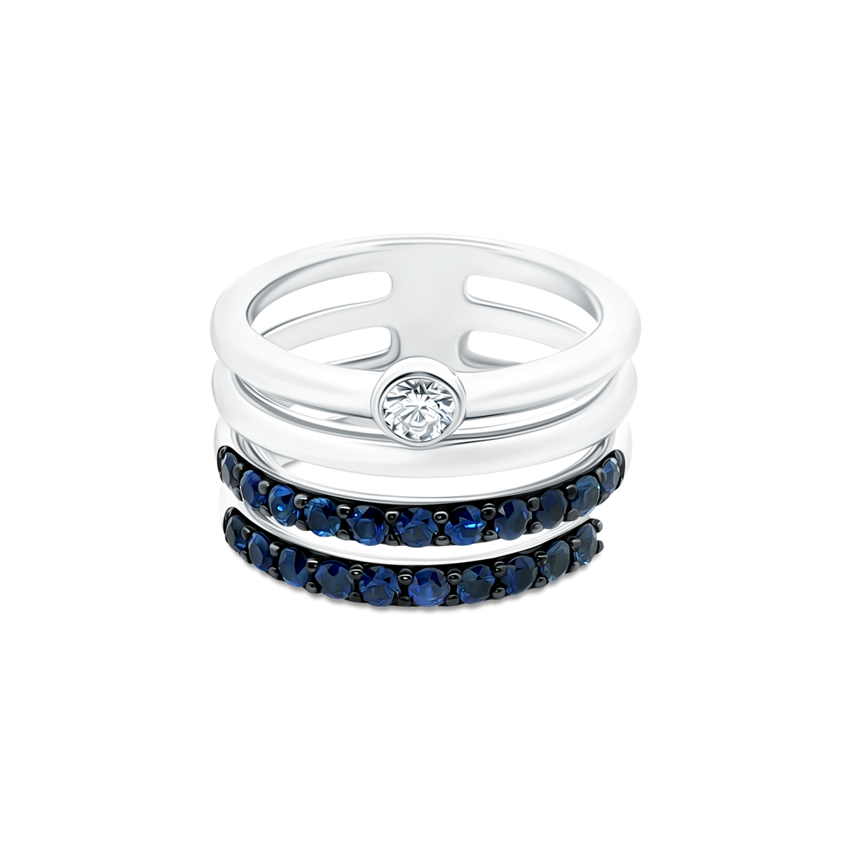 .15ct 18k White Gold Diamond and Sapphire Ring - SKU 130-2045