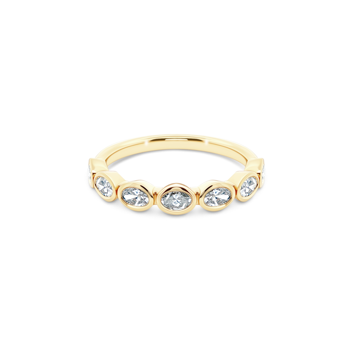 .74ct Bezel Set Oval Cut Diamond Wedding Ring — photo 1 of 3