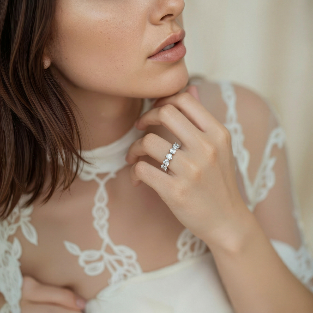 3.11ct Heart Shaped Diamond Eternity Wedding Ring — photo 2 of 3