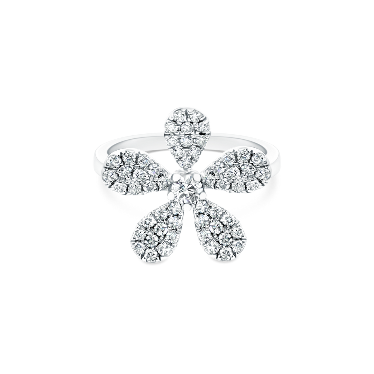 .50ct 14k White Gold Diamond Flower Ring - SKU 130-1764