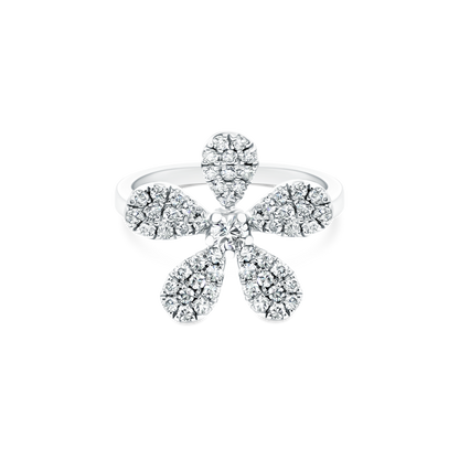 .50ct 14k White Gold Diamond Flower Ring - SKU 130-1764