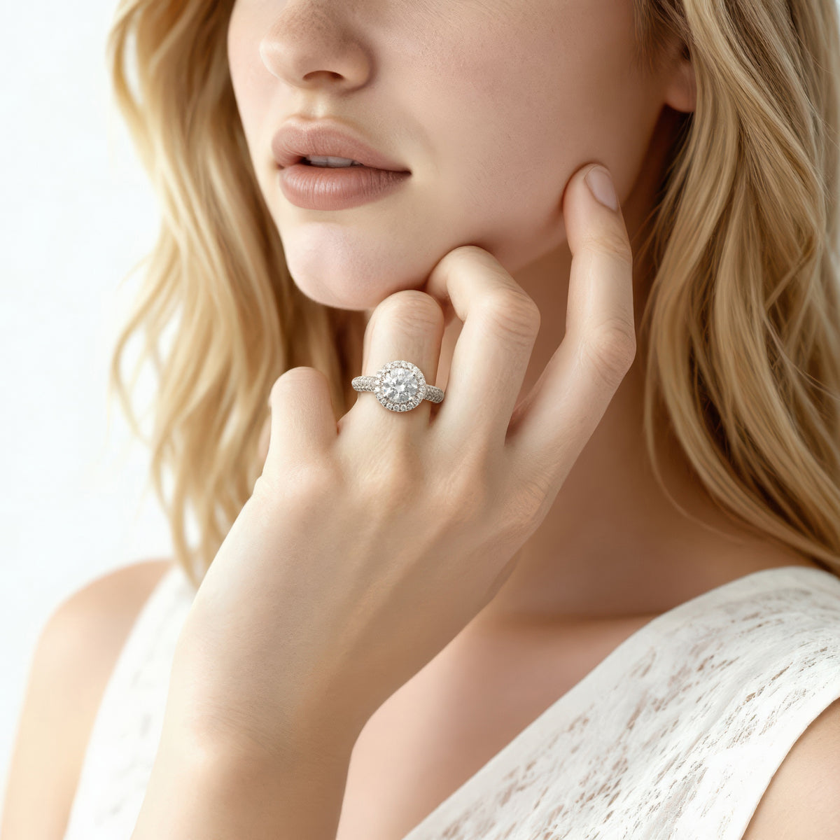 Signature Round Halo Diamond Engagement Ring — photo 2 of 3