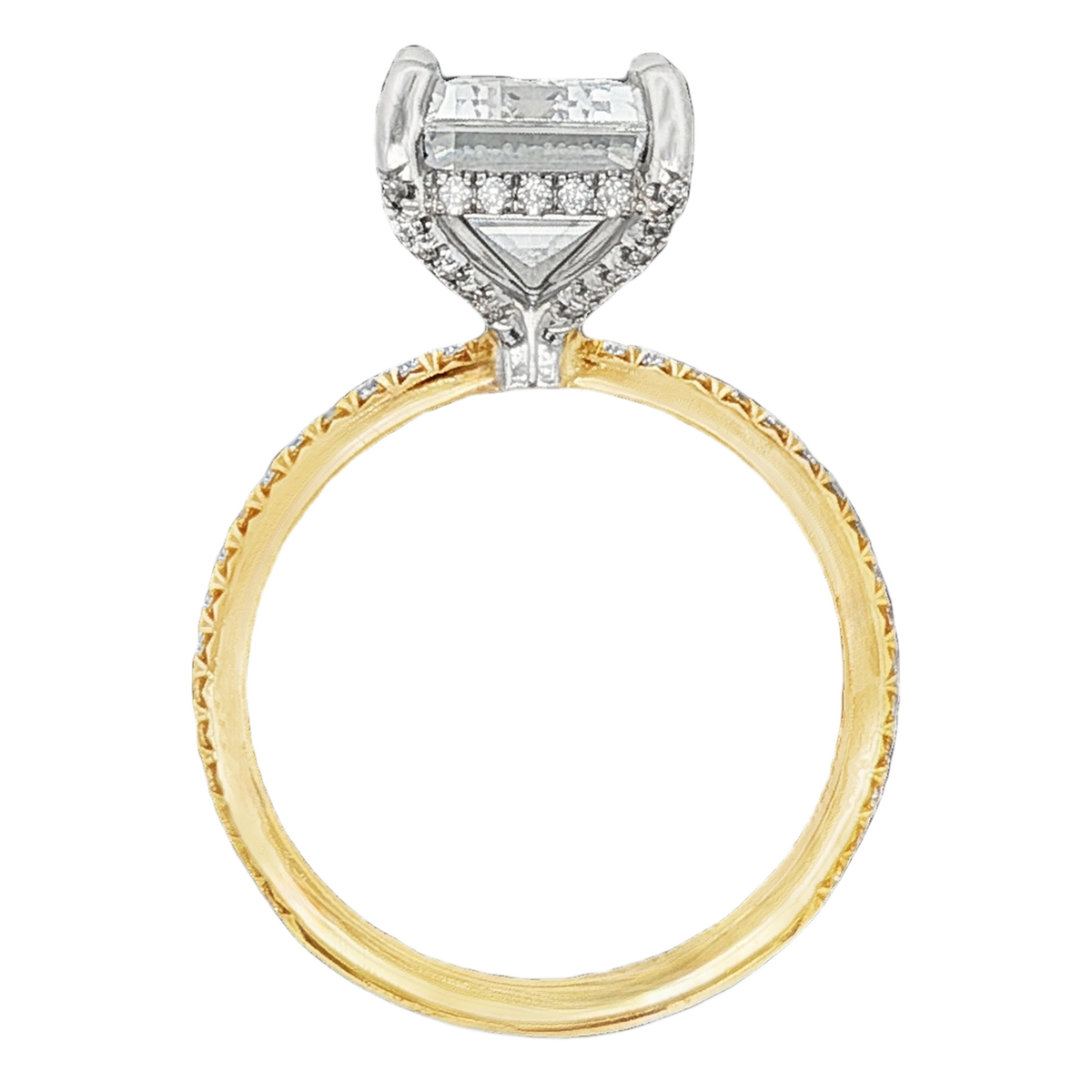 Precision Set Emerald Cut Diamond Pave Engagement Ring — photo 3 of 3