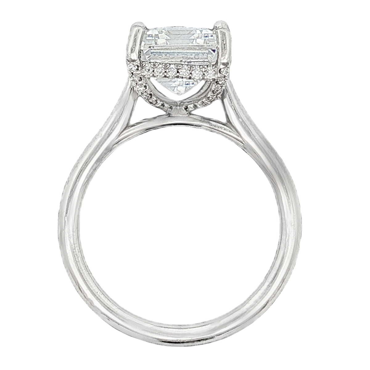 Precision Set Emerald Solitaire Diamond Engagement Ring — photo 3 of 3
