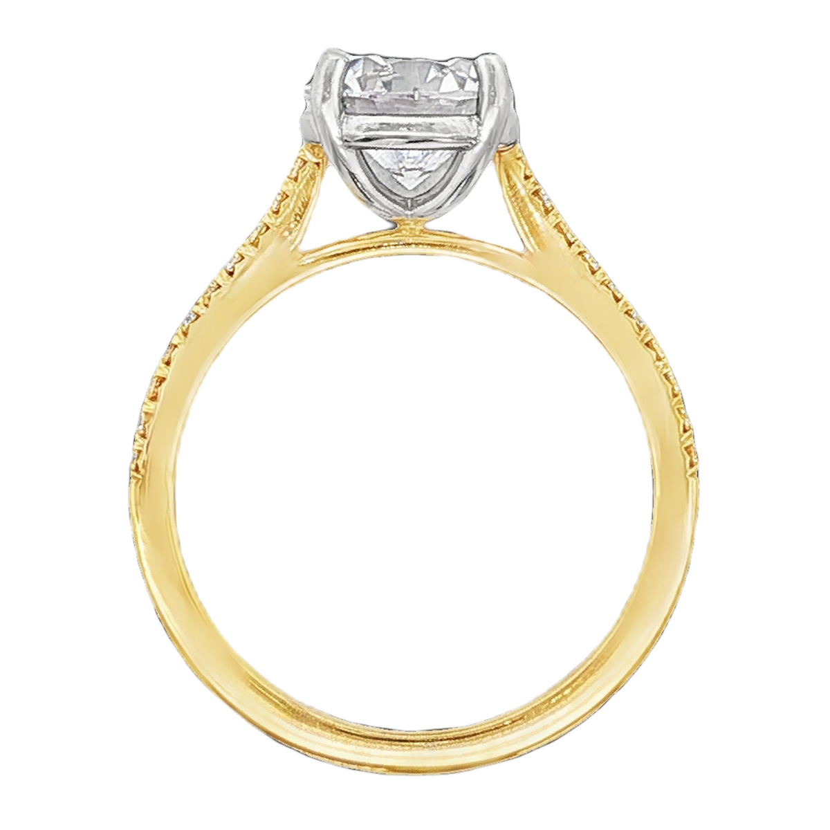 Precision Set Round Cut Diamond Pave Engagement Ring — photo 3 of 3