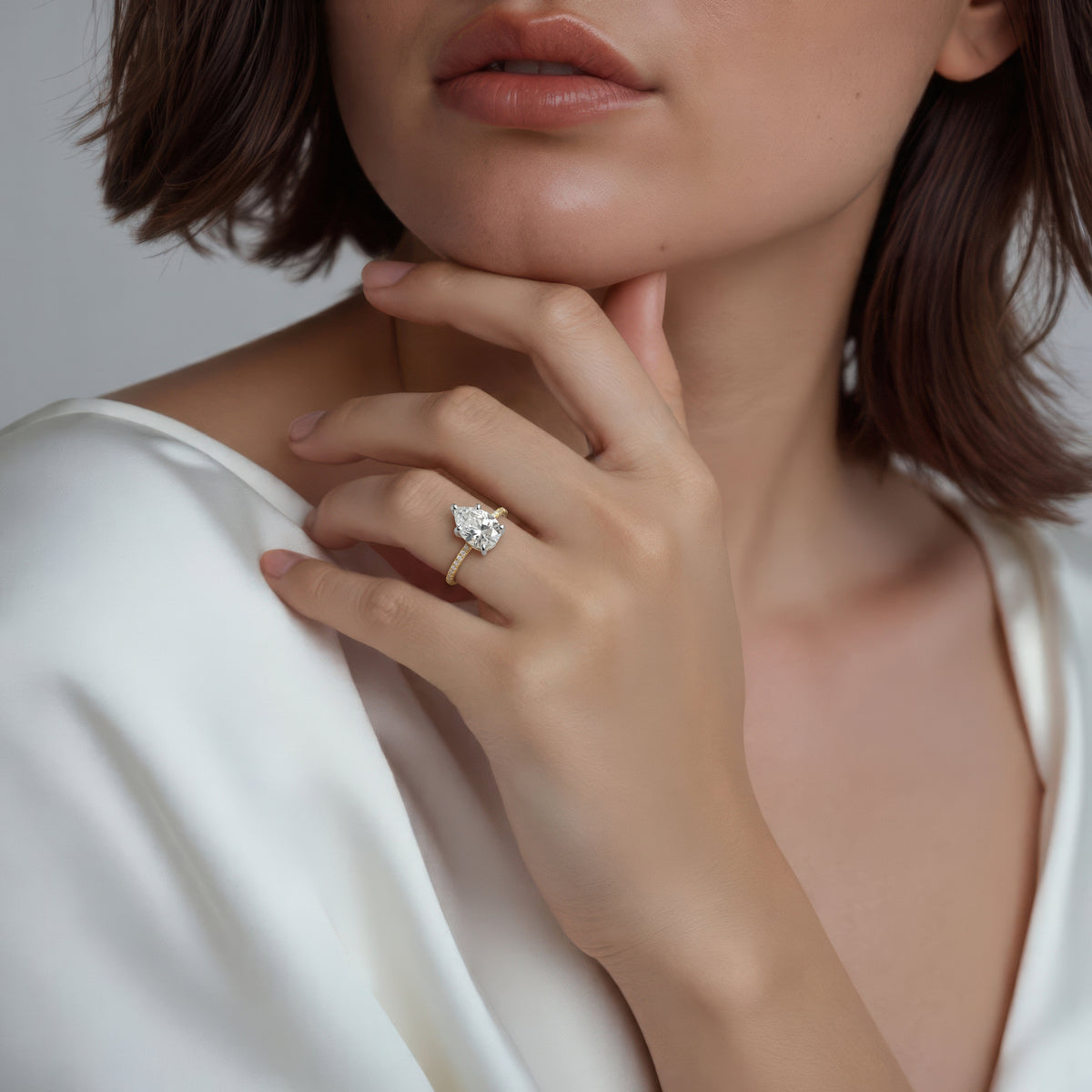 Precision Set Pear Diamond Pave Engagement Ring — photo 2 of 3