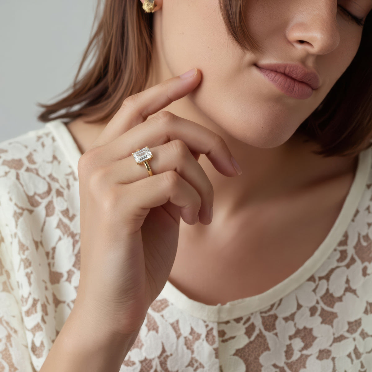 Signature Emerald Solitaire Diamond Engagement Ring — photo 2 of 3