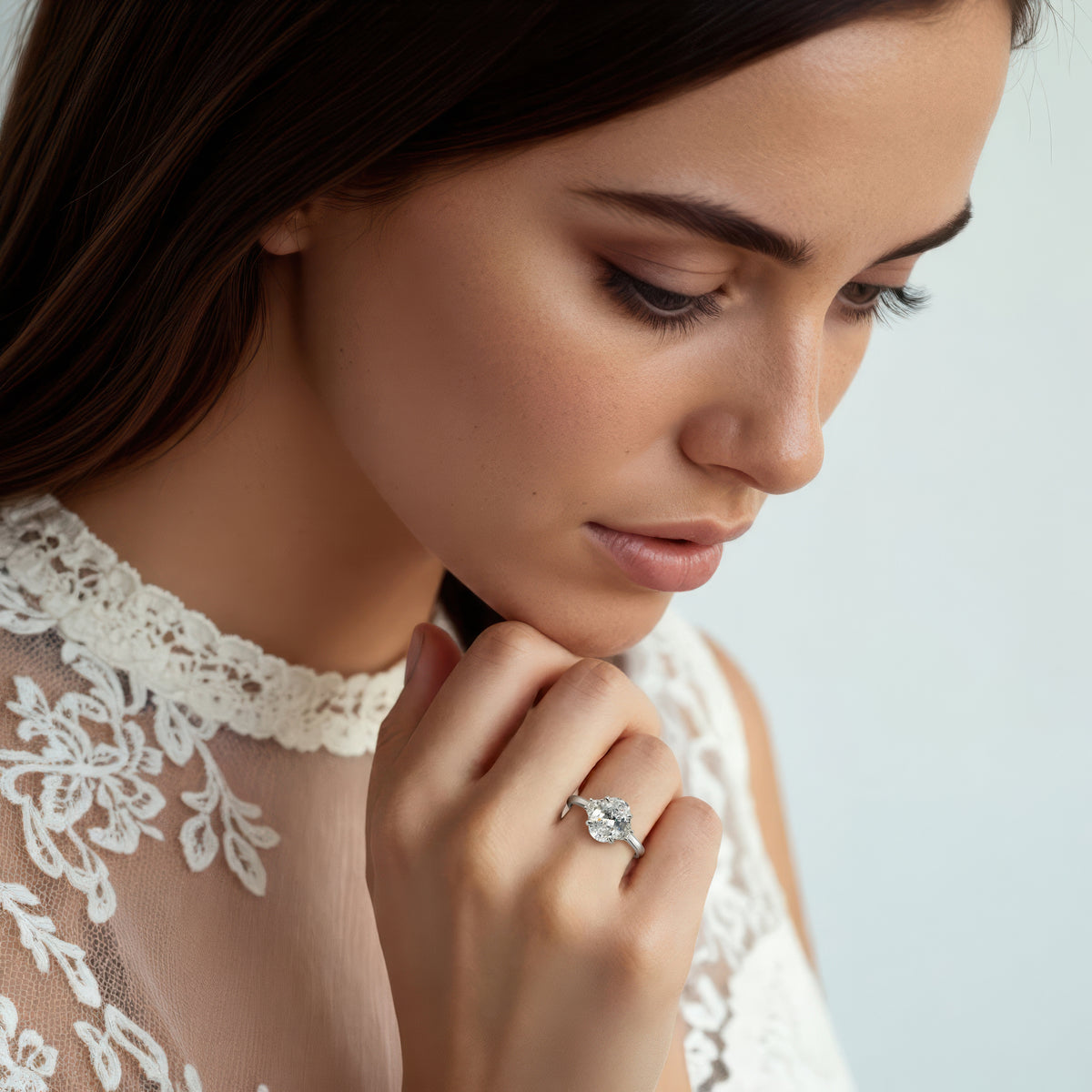 Signature Three Stone Oval Diamond Engagement Ring — photo 2 of 3
