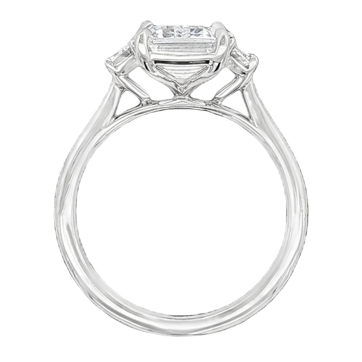 Signature Three Stone Emerald Diamond Engagement Ring — photo 3 of 3