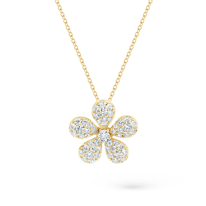 1.02ct 18k Yellow Gold Diamond Flower Pendant - SKU 160-5306