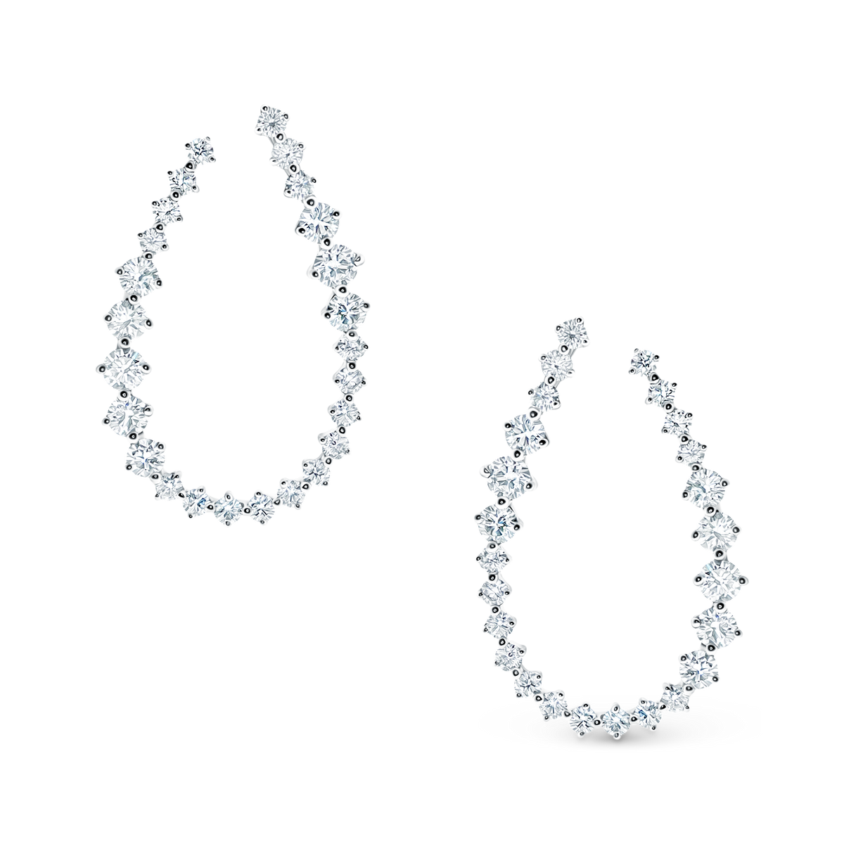 4.11ct 18k White Gold Diamond Hoops — photo 1 of 2