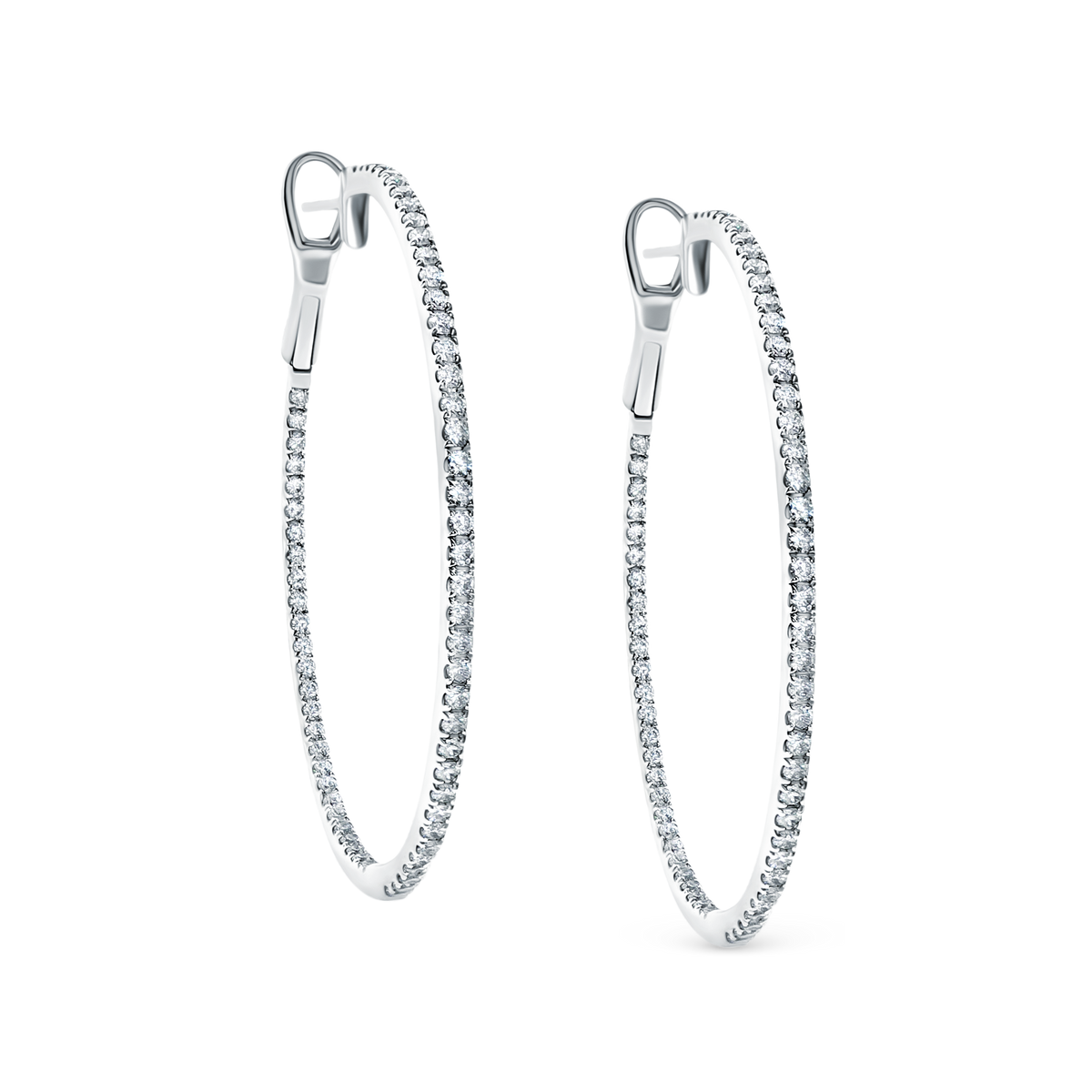 1.11ct 18k White Gold Diamond Hoops — photo 1 of 2
