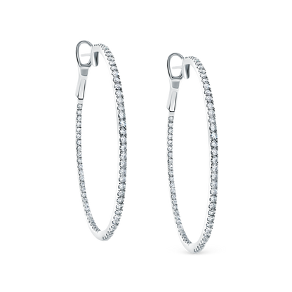 1.11ct 18k White Gold Diamond Hoops — photo 1 of 2