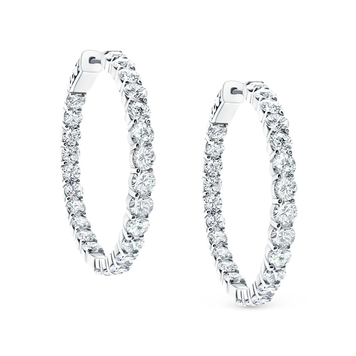 6.77ct 18k White Gold Diamond Hoops — photo 1 of 2