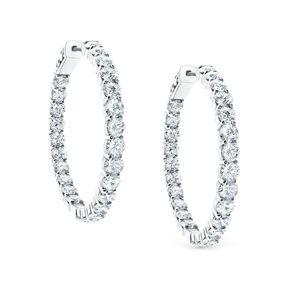 6.77ct 18k White Gold Diamond Hoops — photo 1 of 2