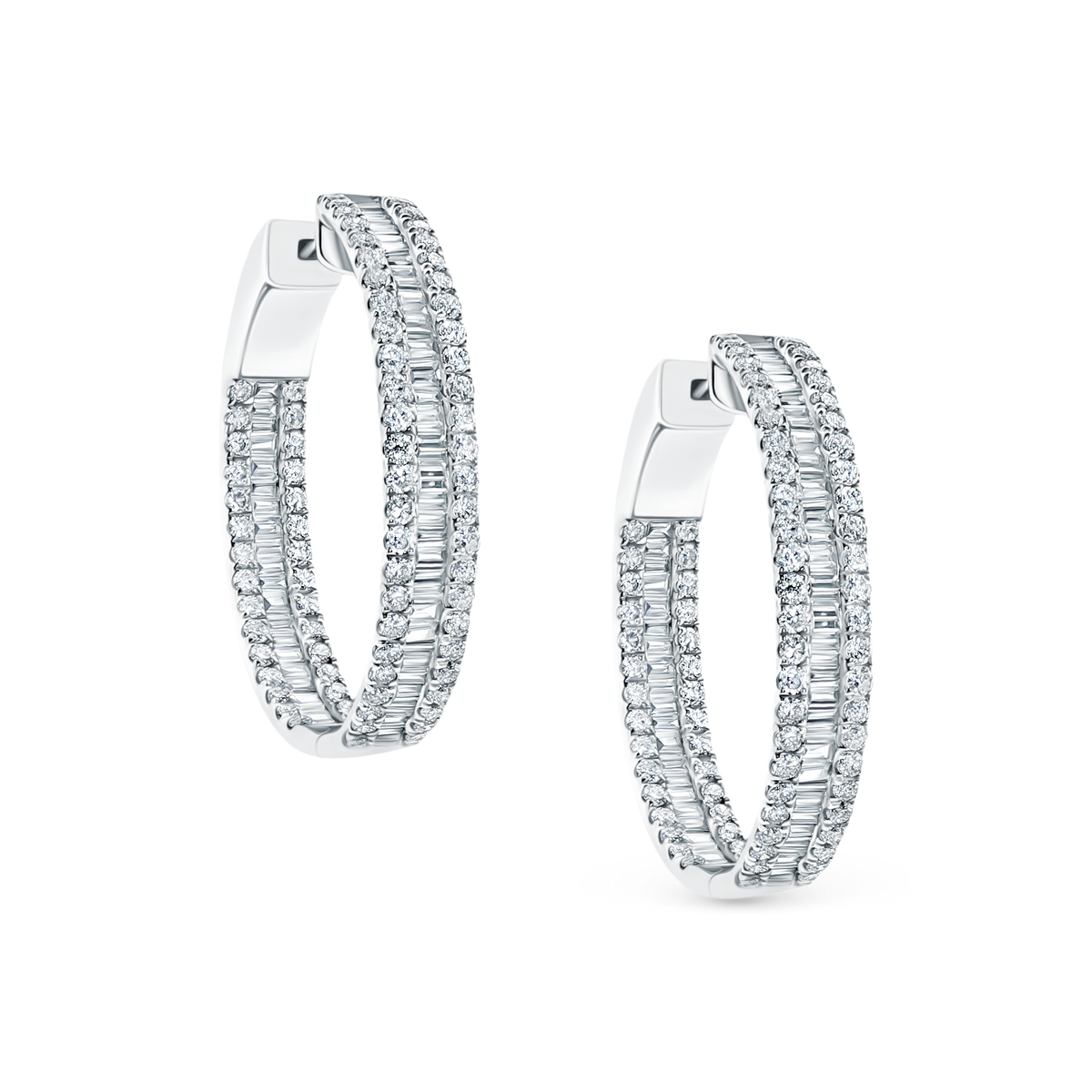 1.40ct 18k White Gold Diamond Hoops — photo 1 of 2