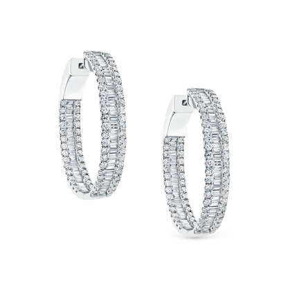 1.40ct 18k White Gold Diamond Hoops — photo 1 of 2