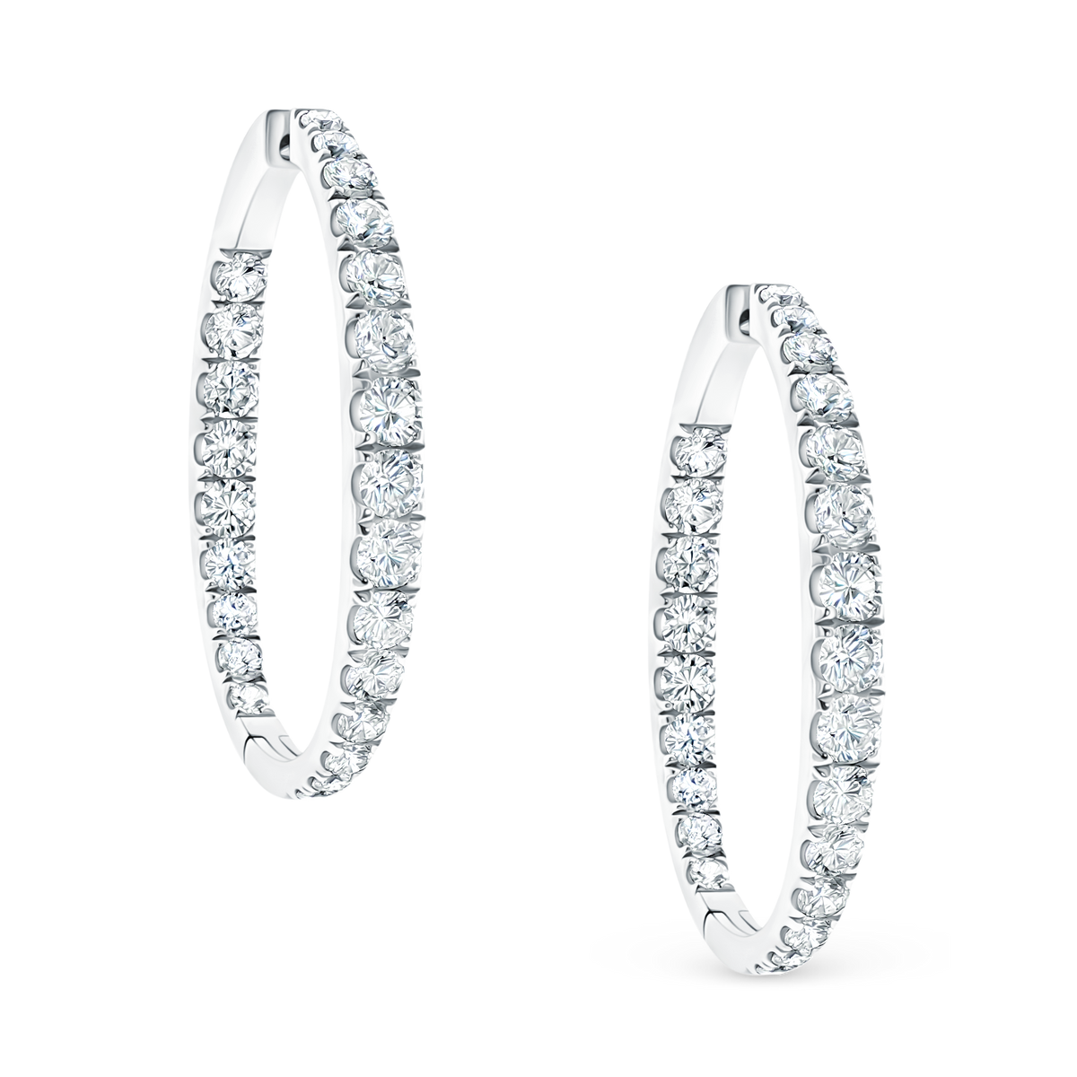 7.25ct 18k White Gold Diamond Hoops — photo 1 of 2