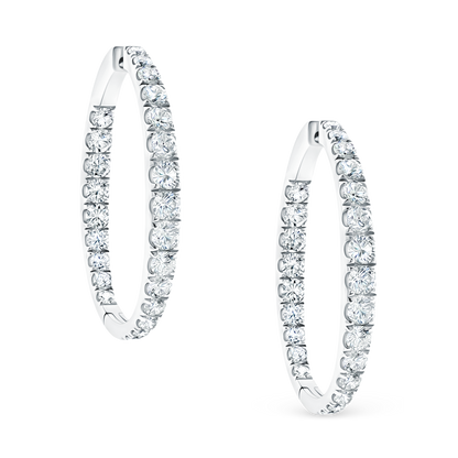 7.25ct 18k White Gold Diamond Hoops — photo 1 of 2