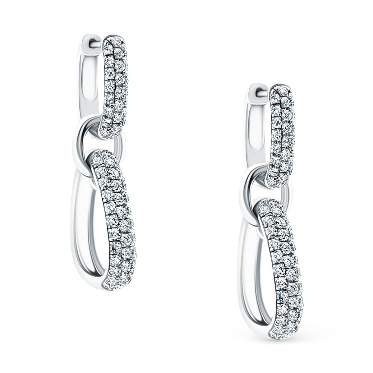 1.45ct 14k White Gold Diamond Link Drop Earrings — photo 1 of 2