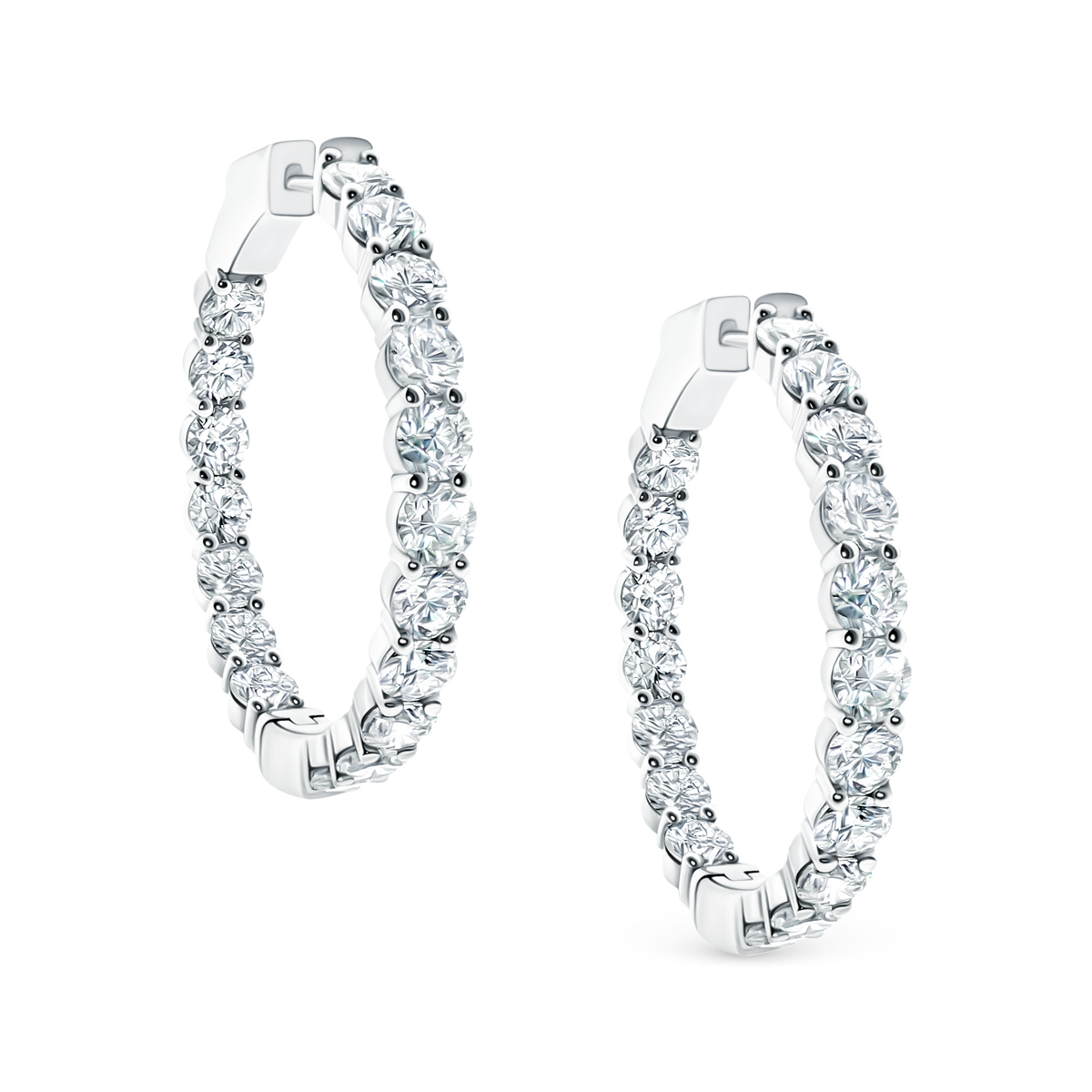 7.00ct 18k White Gold Diamond Hoops — photo 1 of 2
