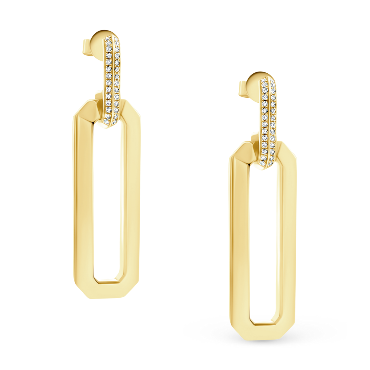 .18ct 14k Yellow Gold Diamond Link Drop Earrings — photo 1 of 2