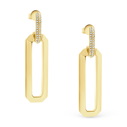 .18ct 14k Yellow Gold Diamond Link Drop Earrings — photo 1 of 2