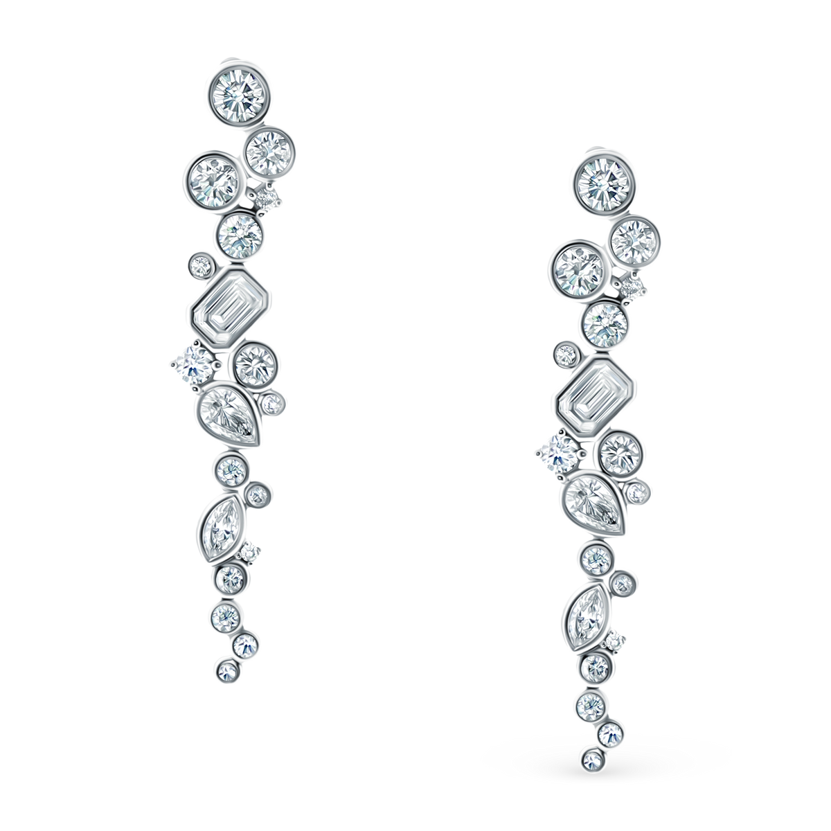 3.05ct 14k White Gold Mixed Shape Diamond Drop Earrings — photo 1 of 2