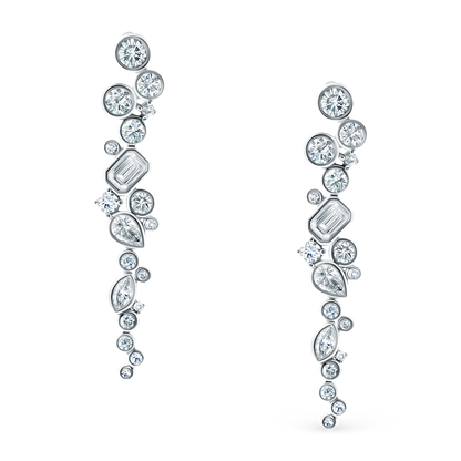 3.05ct 14k White Gold Mixed Shape Diamond Drop Earrings — photo 1 of 2