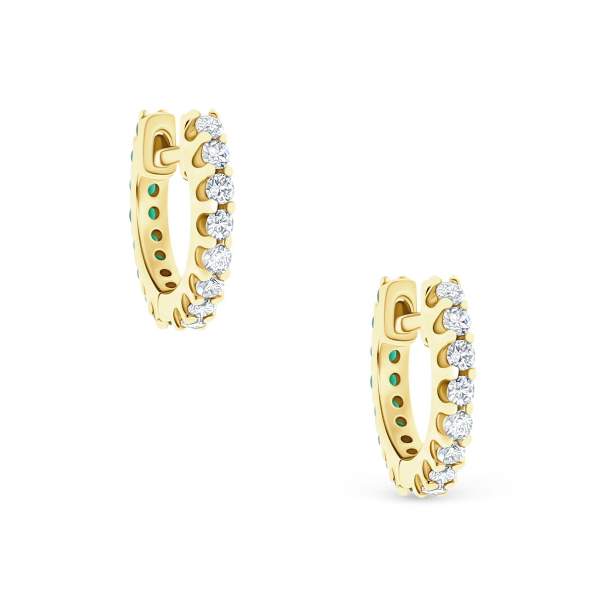 14k Yellow Gold Diamond and Turquoise Huggys — photo 5 of 5