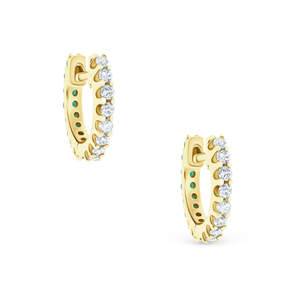14k Yellow Gold Diamond and Turquoise Huggys — photo 5 of 5
