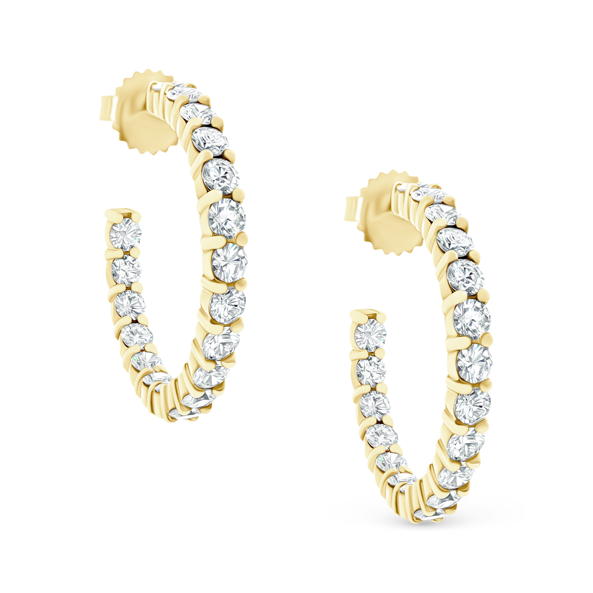 3.04ct 18k Yellow Gold Diamond Hoops — photo 1 of 2